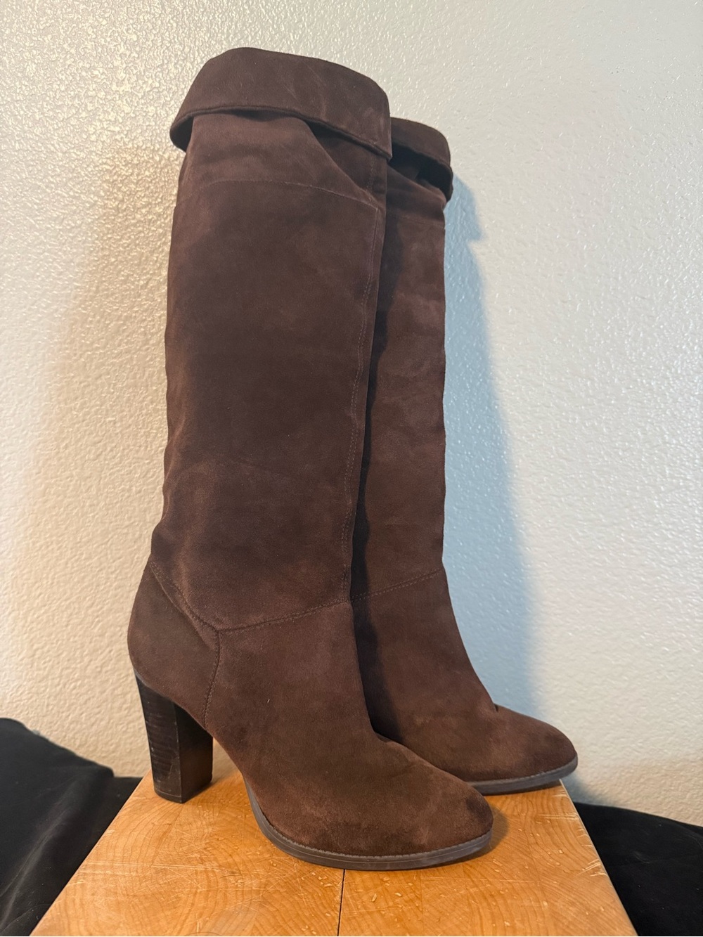 Nine West Dark Brown Suede Over-the-Knee Heeled Boots